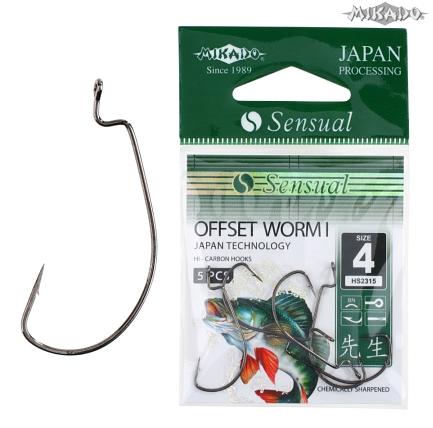 Háčik SENSUAL - OFFSET WORM I veľ.2 čierny nikel bal.5ks Mikado