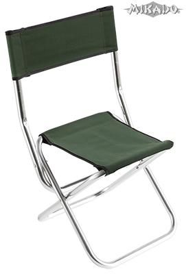 MIKADO Rybárska stolička s operadlom - hliník zelená (32x44x36/70cm)